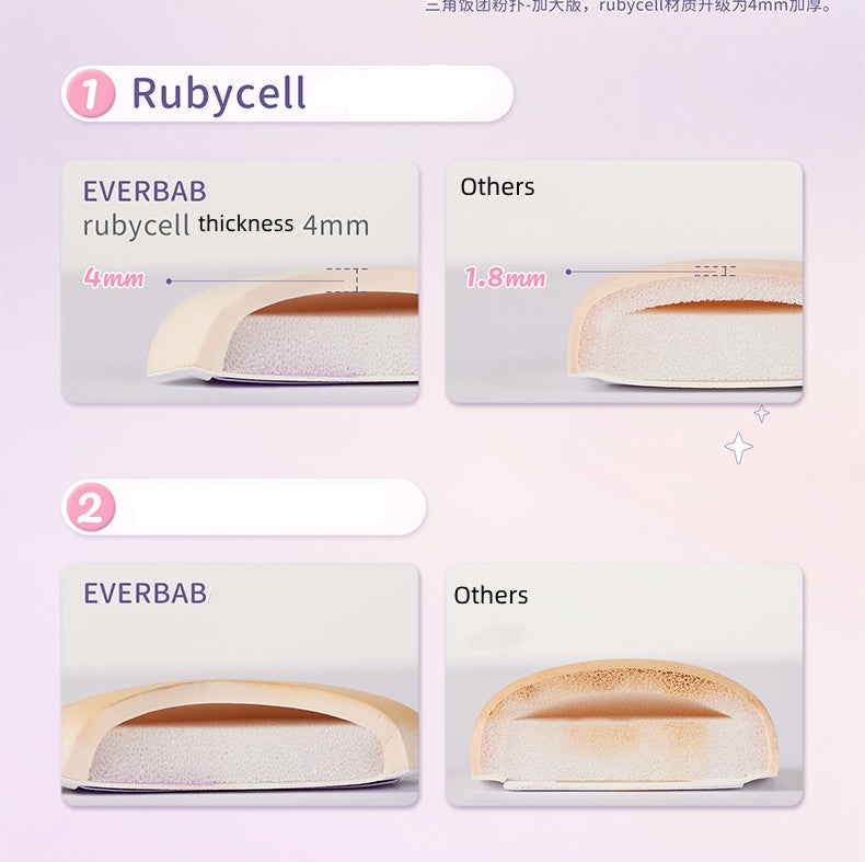 Everbab XL Highresilience Triangle Air Cushion Makeup Powder Puff Sponge for BB BC Cream 2Pieces X4pack