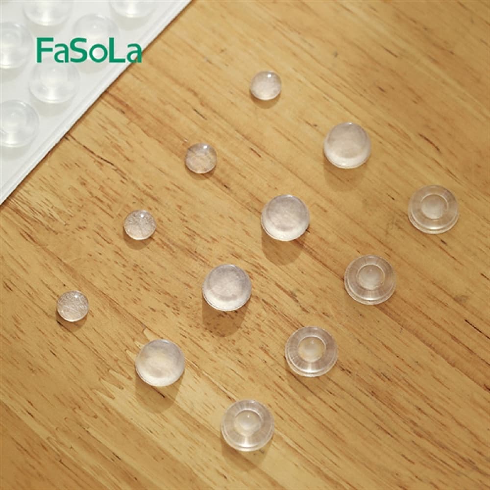 Fasola Silicone Transparent Anti Collision Self Adhesive Bumpers Pads 12 X 4mm 64Pieces X 2Pack