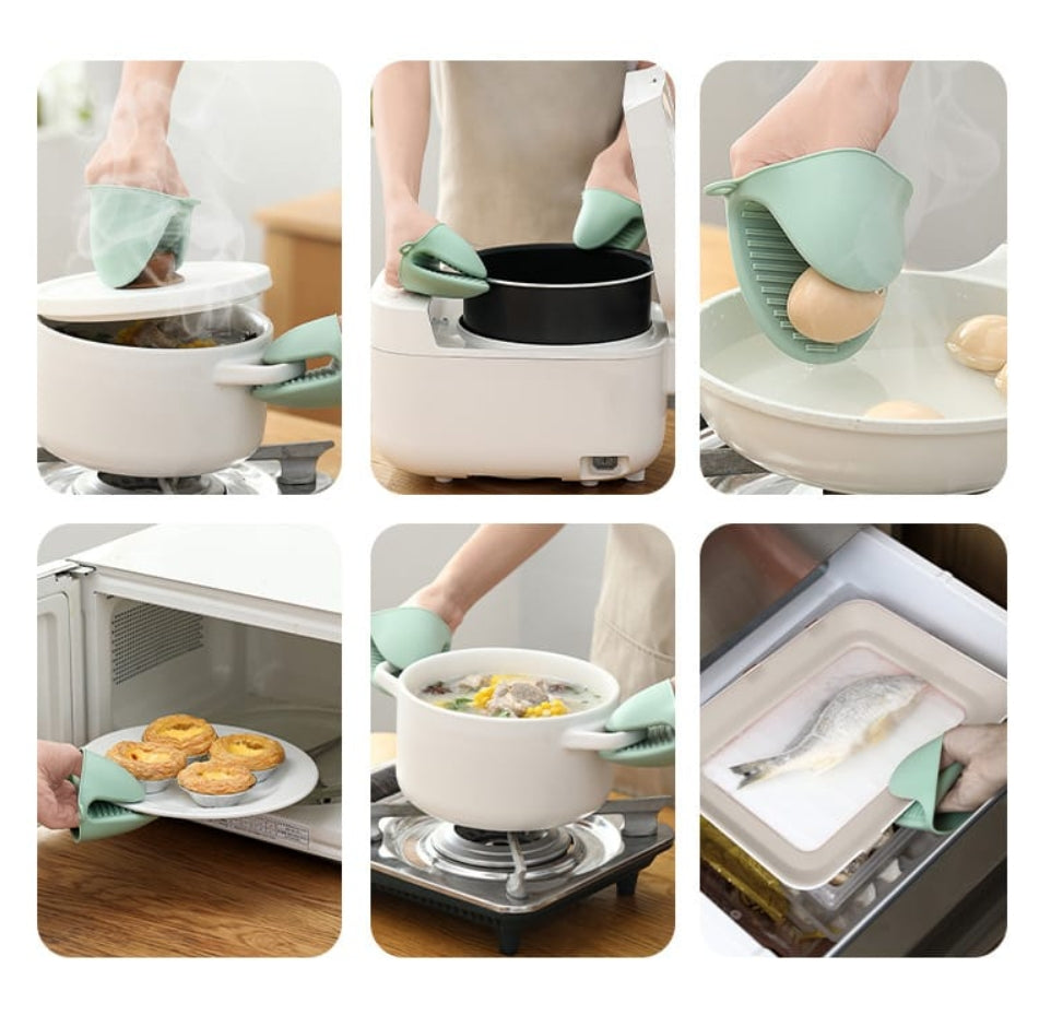 Fasola Heat Resistant Silicone Oven Gloves Silicone Potholders for Kitchen Beige X2Pack
