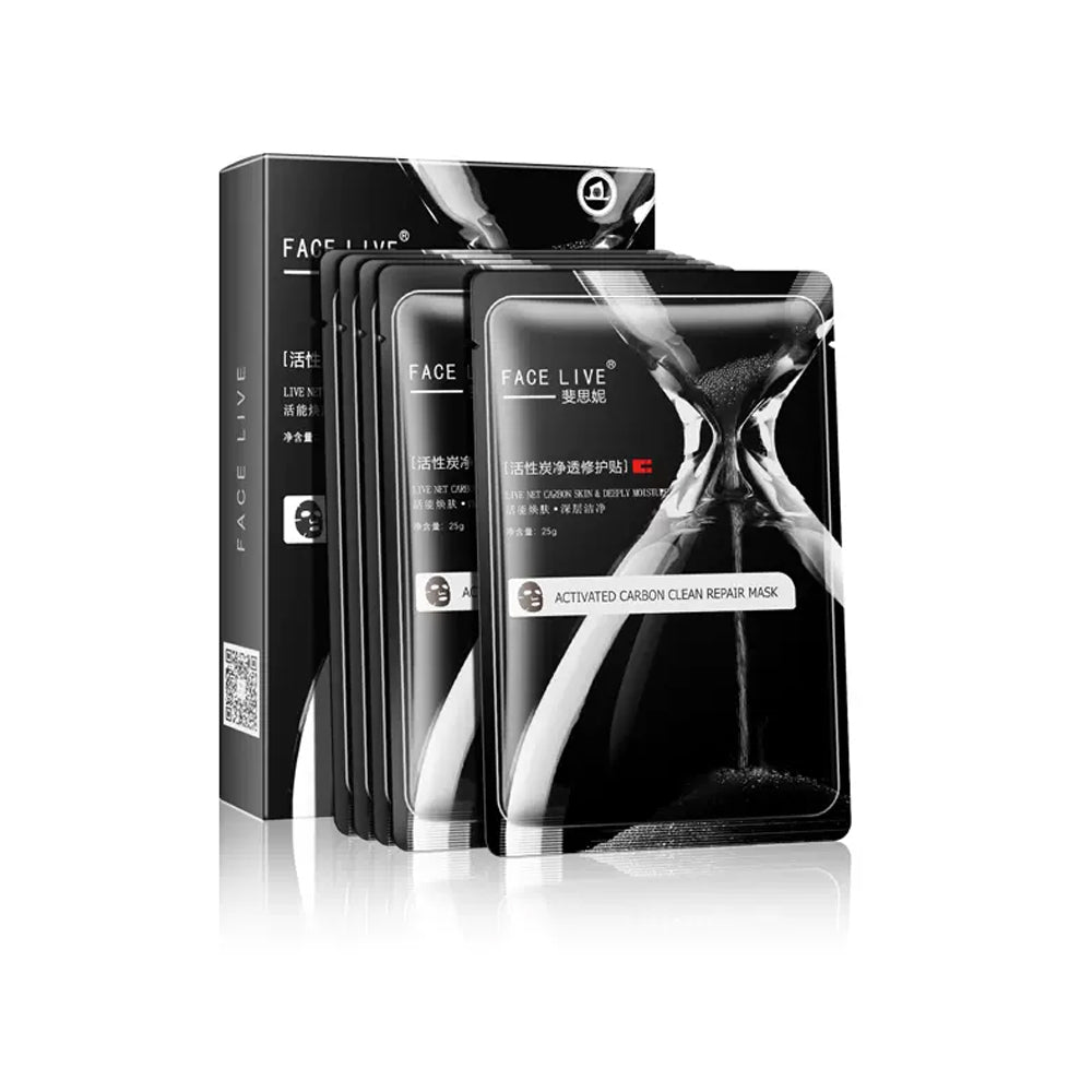Facelive Activated Charcoal Purifying Repair Black Mask 25gX5pcsX4Pack