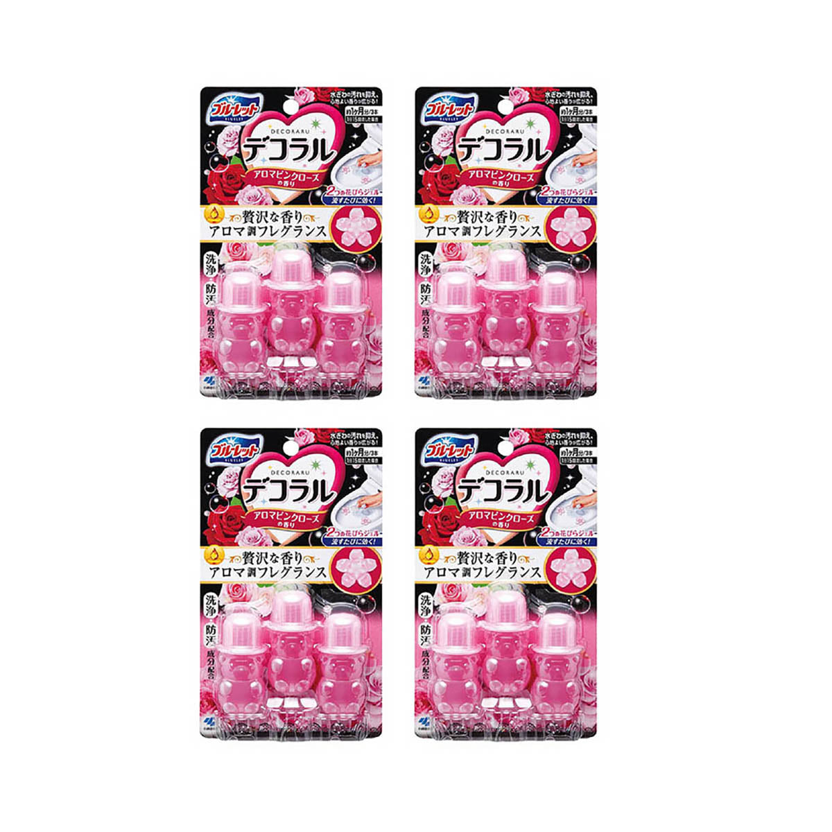 Kobayashi-Toilet-Flower-Air-Freshener-Rose-Scent-7.5g*3-X4Pack-1
