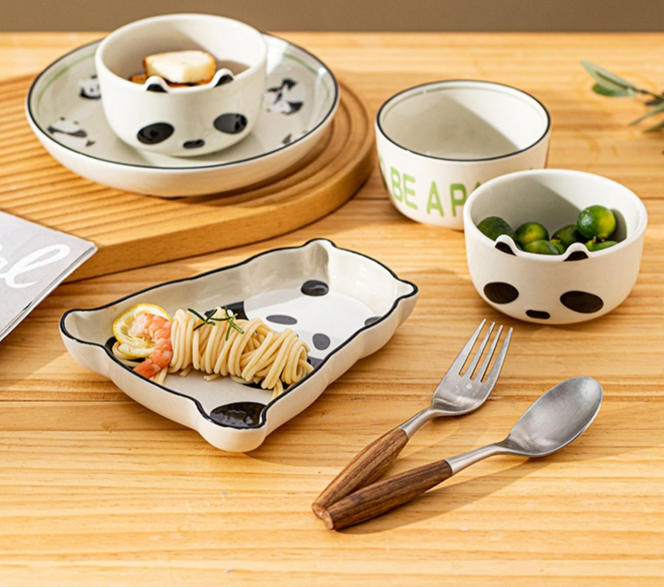 MDZF Panda Pattern Rice Bowl Cereal Bowls Dinnerware Serving Bowls 4.5 inch X3Pack