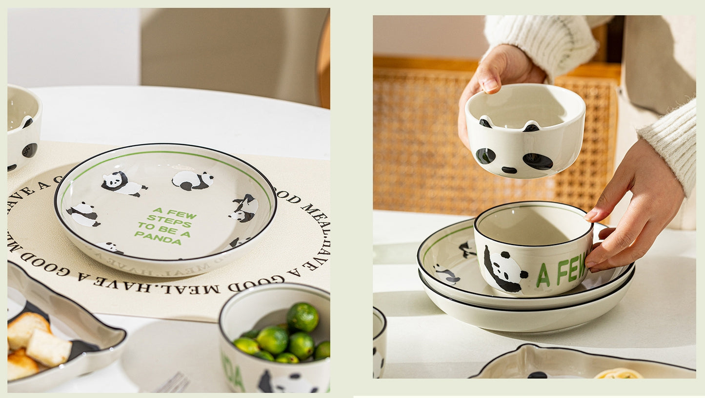 MDZF Panda Pattern Rice Bowl Cereal Bowls Dinnerware Serving Bowls 4.5 inch X3Pack