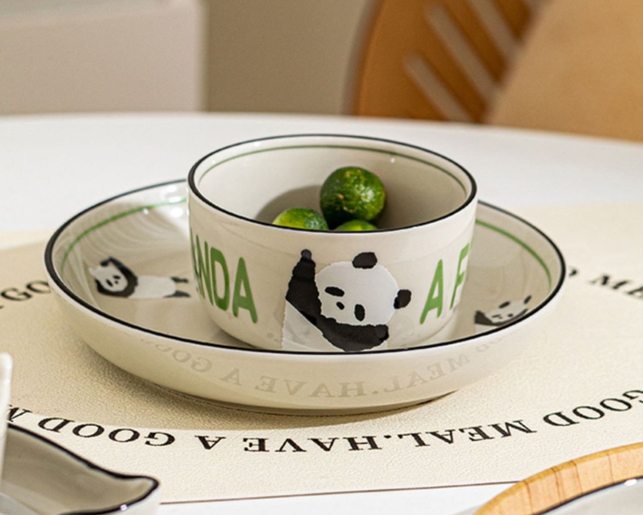 MDZF Panda Pattern Rice Bowl Cereal Bowls Dinnerware Serving Bowls 4.5 inch X3Pack