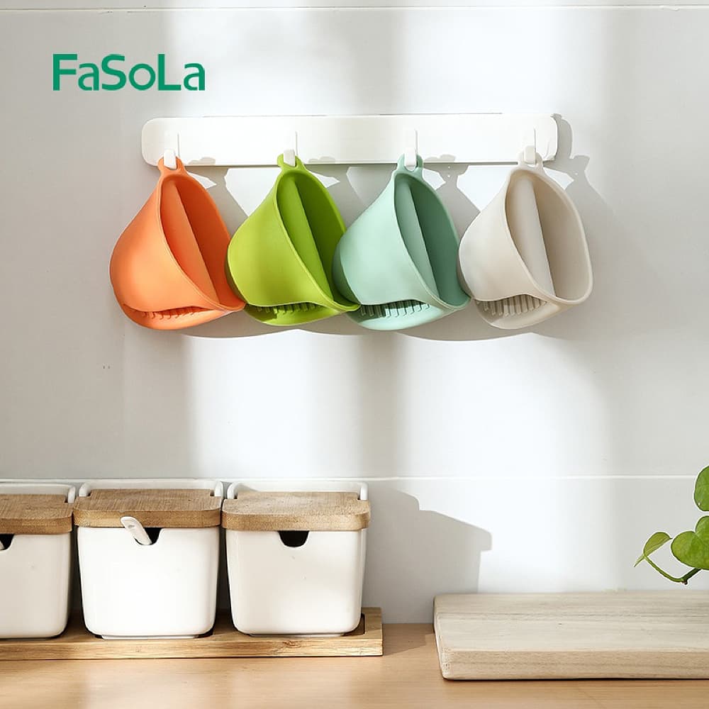 Fasola Heat Resistant Silicone Oven Gloves Silicone Potholders for Kitchen Beige X2Pack