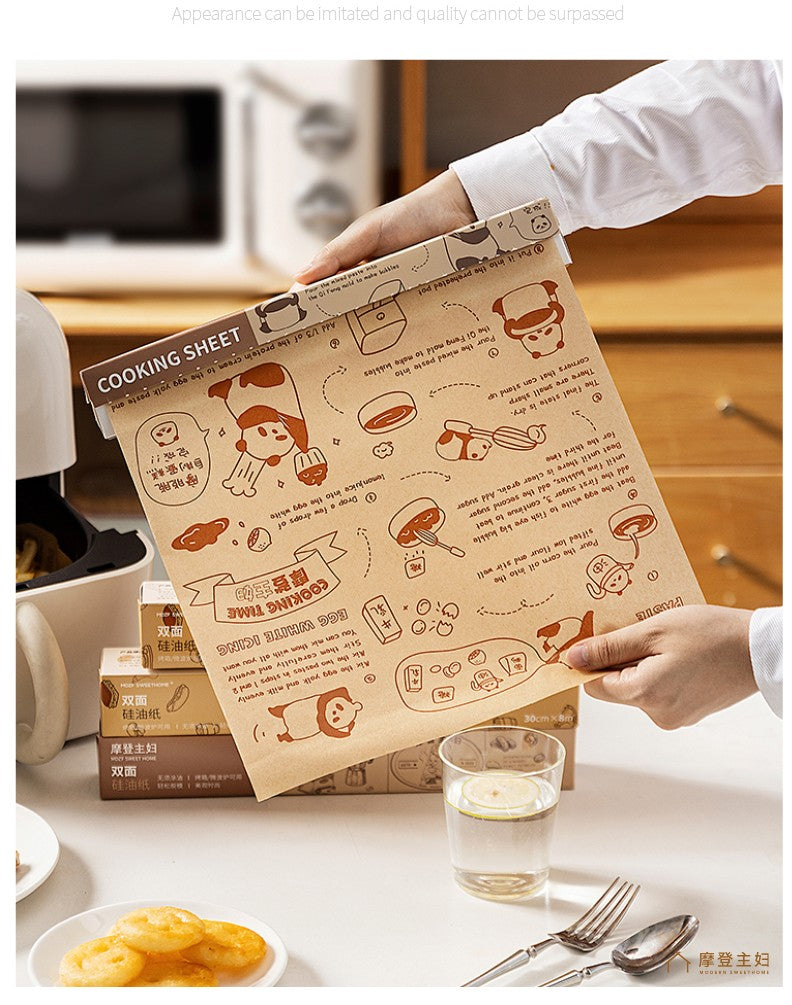 MDZF Panda Food Grade Heavy Duty Silicone Oil Paper Baking Paper Oil Absorbing Papers 30x800cm X2Pack