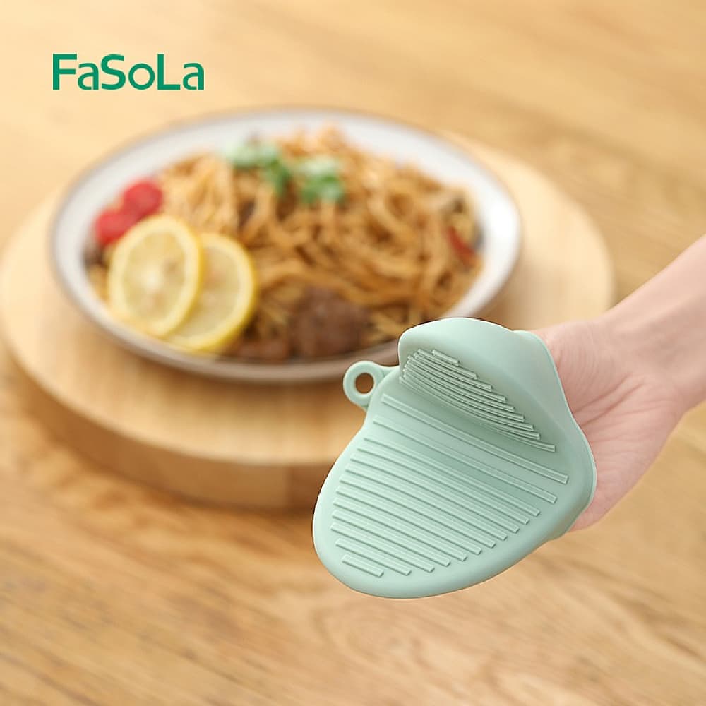 Fasola Heat Resistant Silicone Oven Gloves Silicone Potholders for Kitchen Beige X2Pack