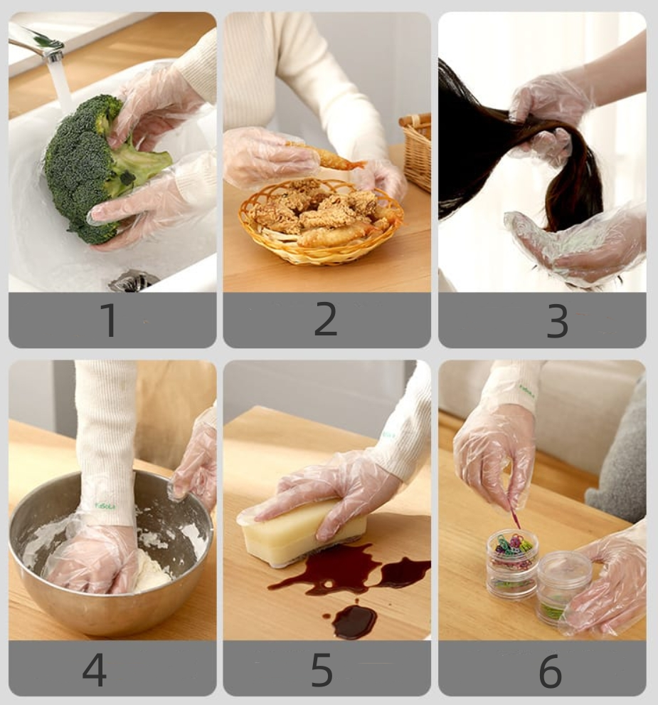 Fasola Disposable Plastic Food Safe Gloves 27.5X16.7cm 100pieces X3Pack
