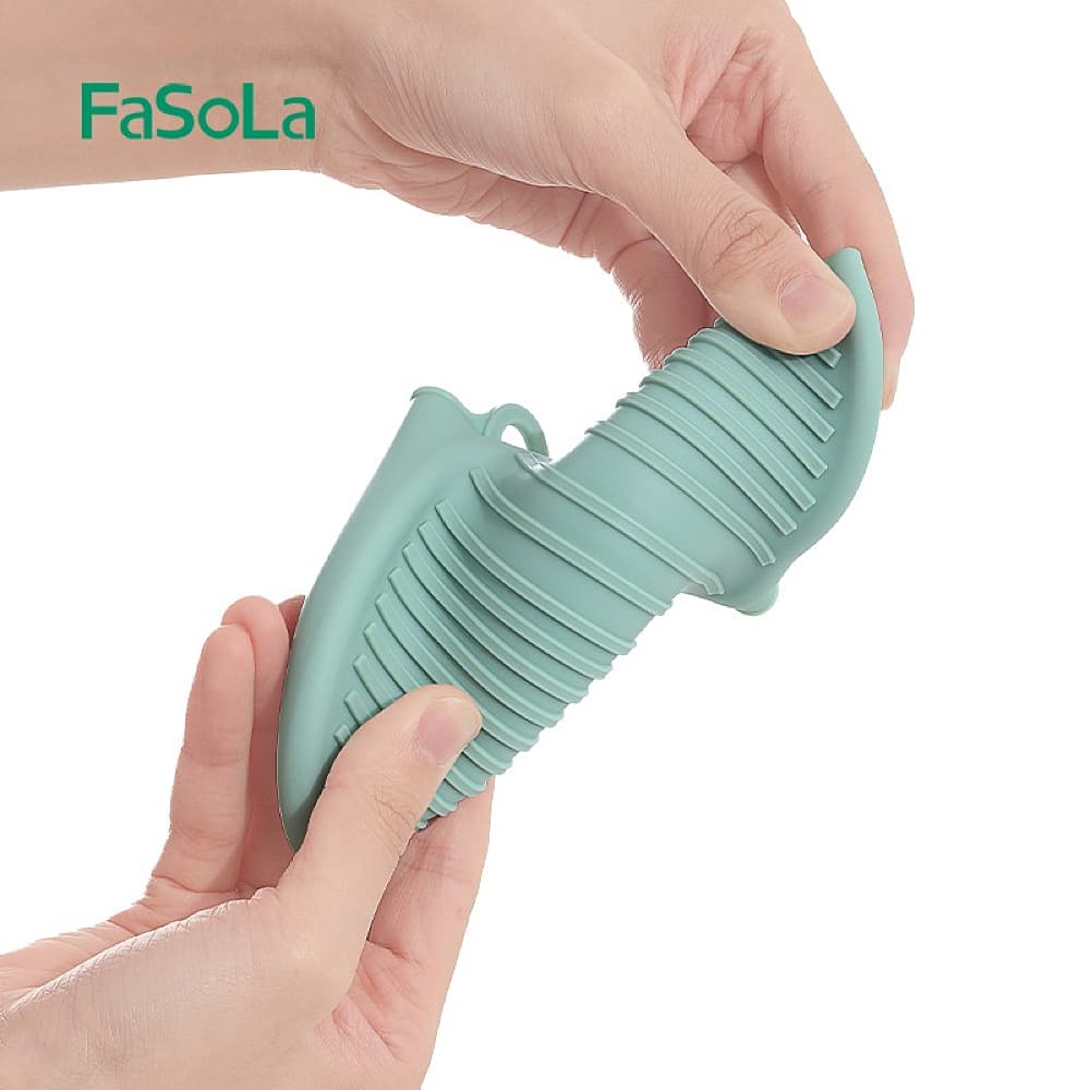 Fasola Heat Resistant Silicone Oven Gloves Silicone Potholders for Kitchen Beige X2Pack