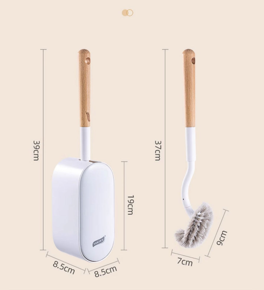 Taili Wall-Mounted No Drilling Bathroom Deep Cleaning Toilet Bowl Brush Holder Set X2Pack