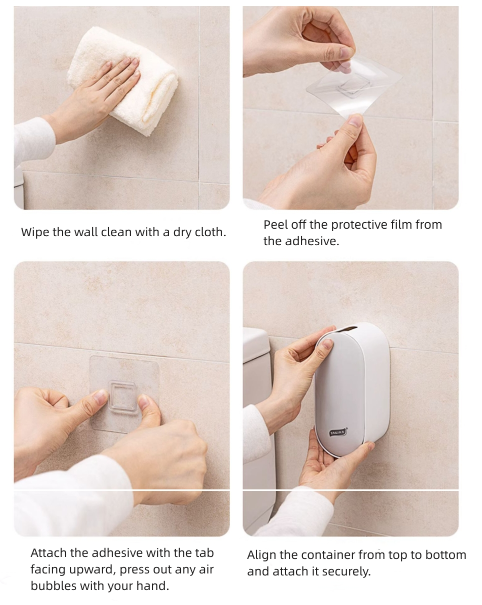 Taili Wall-Mounted No Drilling Bathroom Deep Cleaning Toilet Bowl Brush Holder Set X2Pack