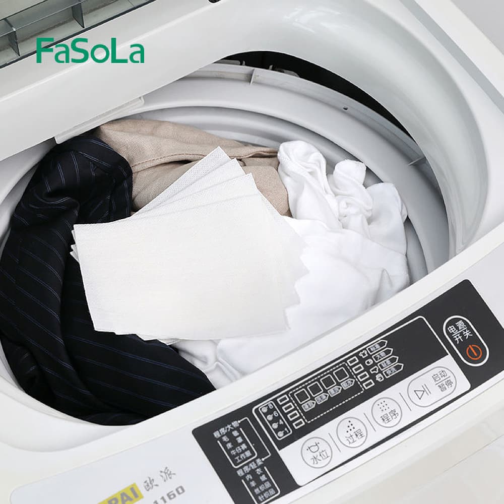 Fasola Laundry Anti-cross-dyeing Anti staining Dye Trapping Sheets Dye Catcher Sheets White 11*26cm 30pcs X2Pack