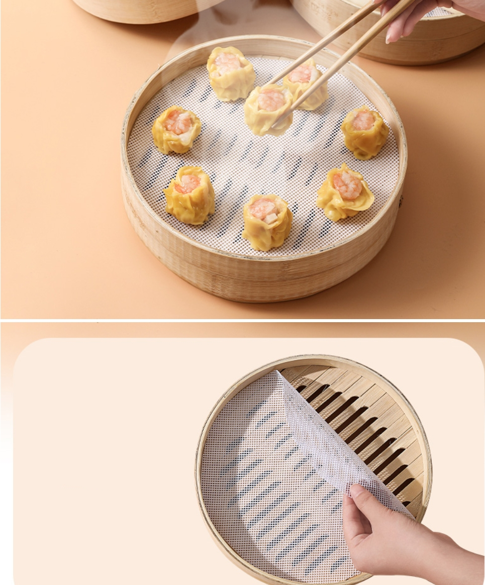 Fasola Non-stick Silicone Food Grade Dumplings Buns Mat Cooking Steamer Pad for Home Kitchen 26cm 3piecesX3Pack