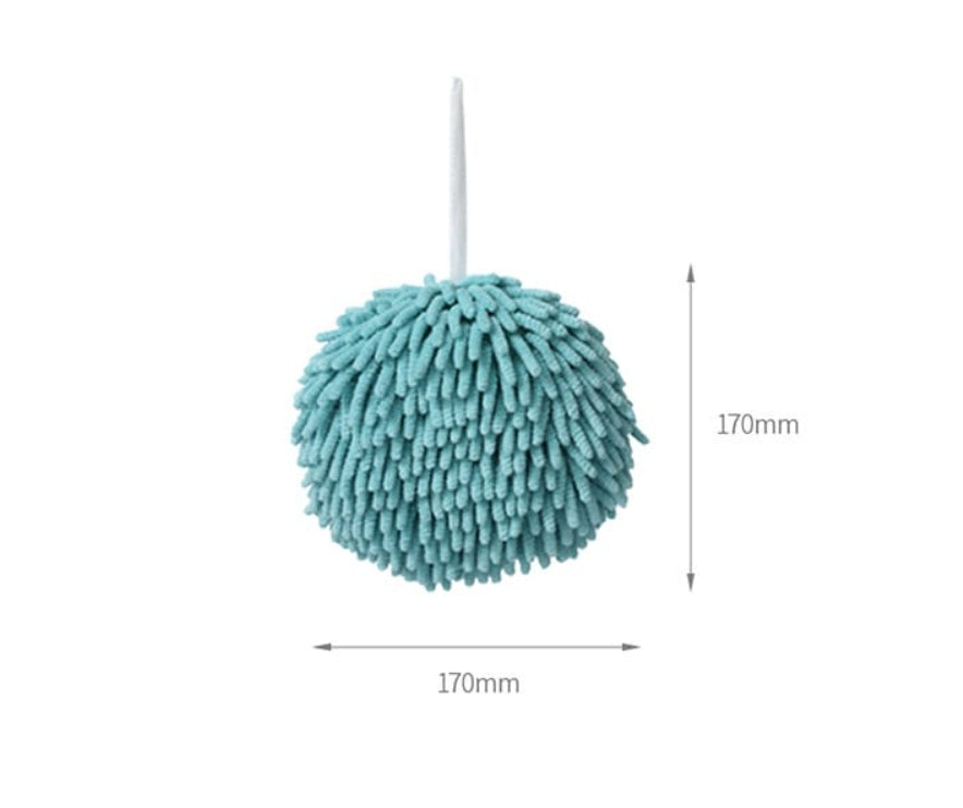 Fasola Japanese Hanging Thick Hand Towel Ball Fuzzy Ball Towel Blue 17 X 17cm 4Pack