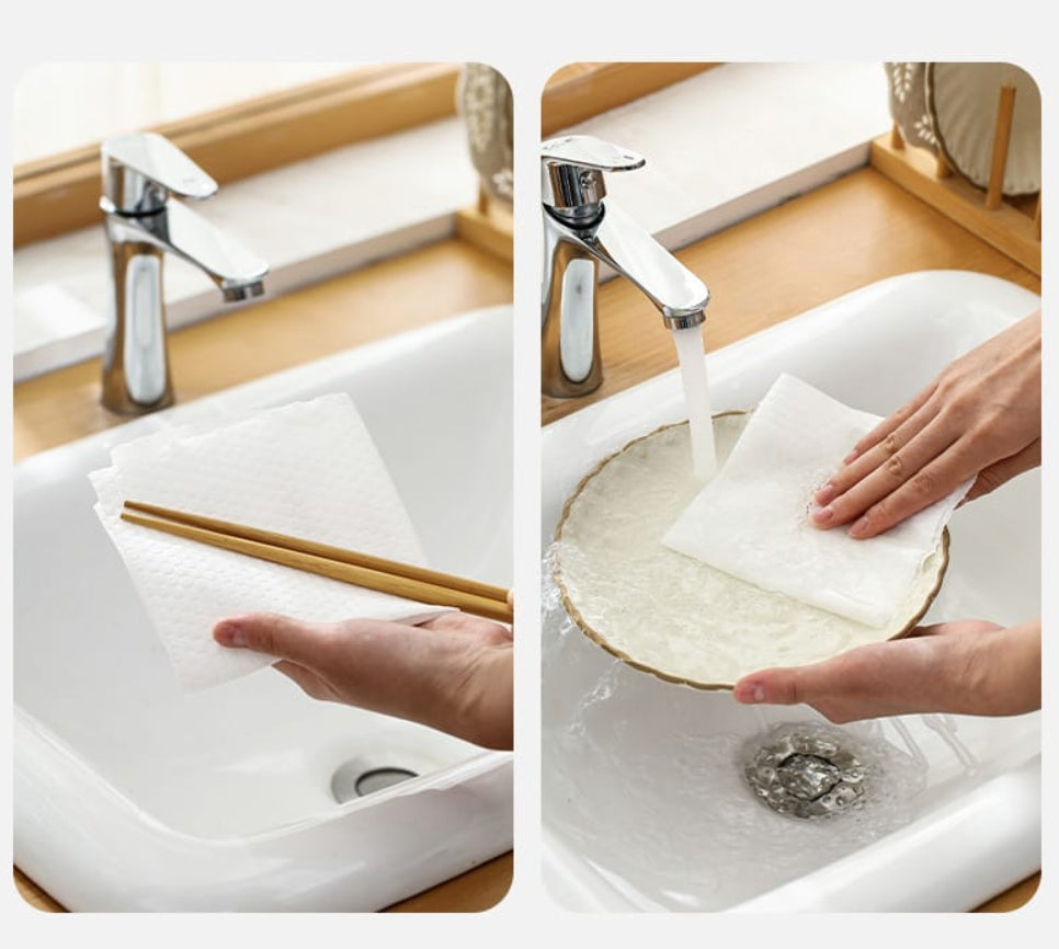Fasola White Towel Roll Disposable Cloth Rag for Kitchen Kitchen Paper Towel Roll 25.5 X 25cm X4Pack