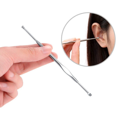 Fasola 430 Stainless Steel Double Ended Ear Pick Ear Wax Removal Ear Cleaning Kit 12cm 6Pack