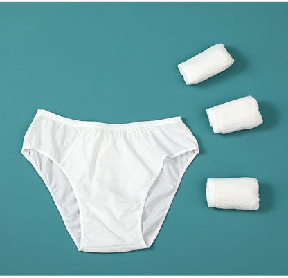 Fasola Extra Large Size Travel Disposable Pure Cotton Underwear for Women White 5Pieces X2Pack