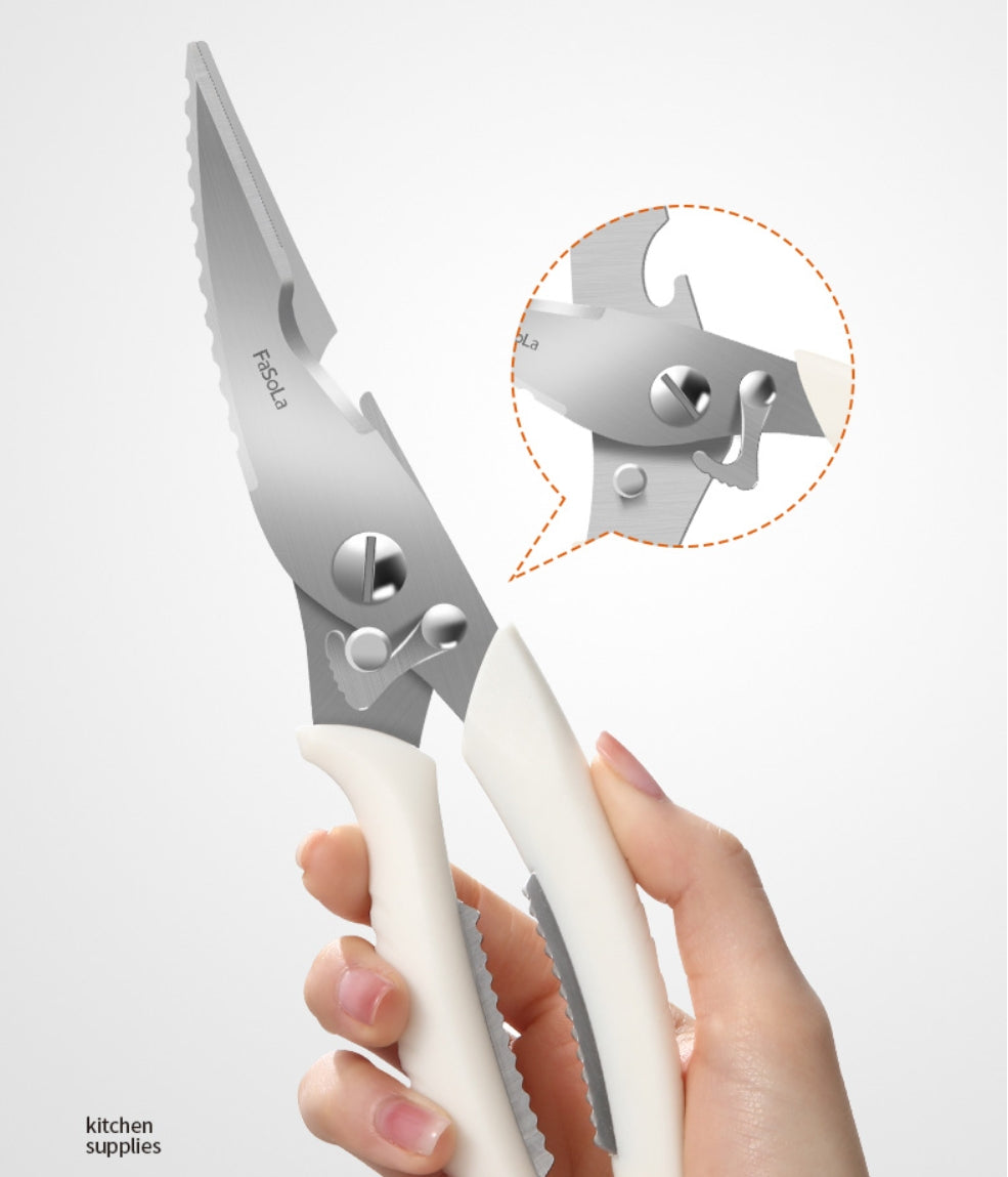 Fasola White Heavy Duty Shears Stainless Steel Chicken Bone Scissors 2Pack