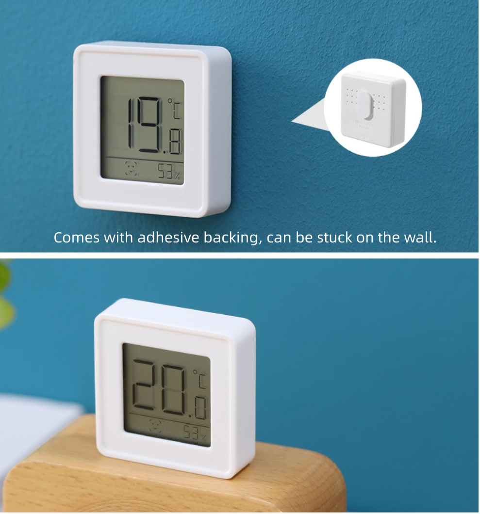 Fasola Home Indoor Wall Mounted White Digital Hygrometer and Thermometer 4.3 X 4.3 X 1.5cm 4Pack