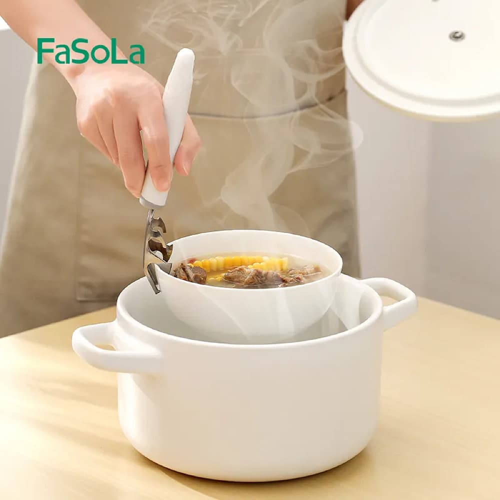 Fasola Stainless Steel Anti-Scalding Dish Plate Gripper Clips Tongs Clamp Holder for Moving Hot Plate 19.2X4cm  4Pack