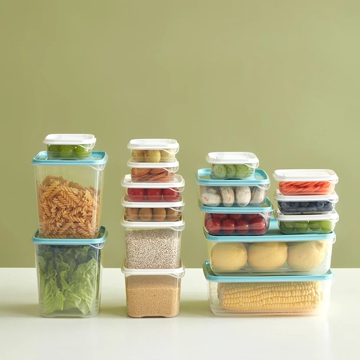 Lifease 17-Piece Transparent Food Storage Container Set with Lids for Kitchen Organization X1Pack