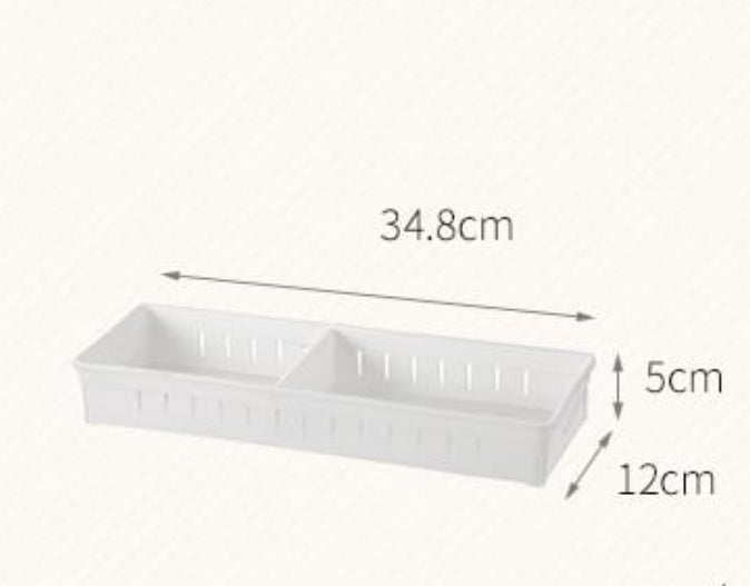 Fasola L size Plastic White Drawer Organizer Box Drawer Divider Organizers and Storage Trays for Kitchen34.8X12X5cmX2Pack