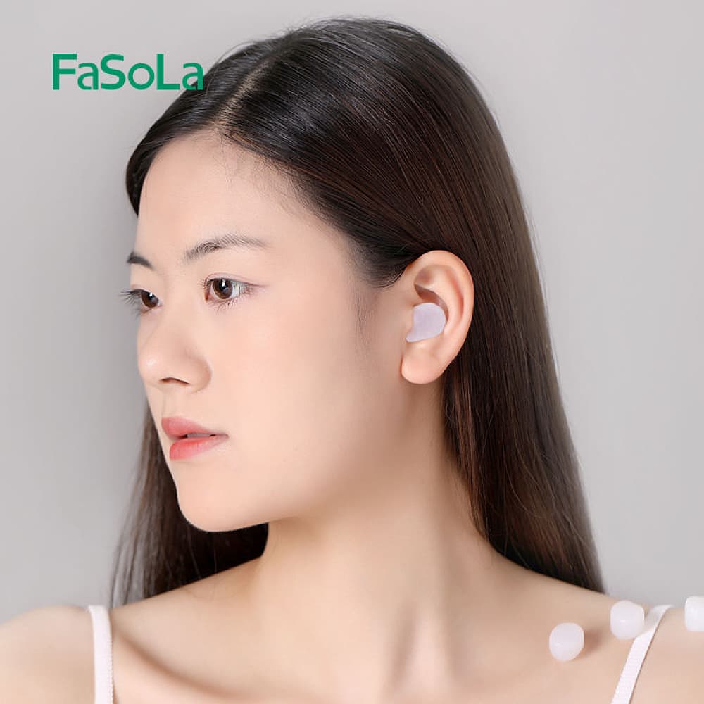 Fasola Soft Noise Cancelling Silicone Wax Earplugs Ear Plugs for Sleeping in White 6Pieces X4Pack