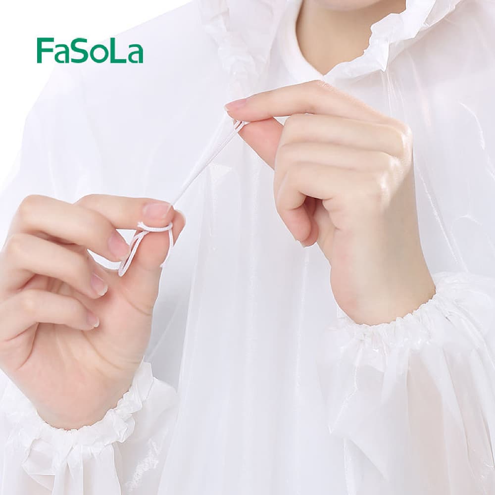 Fasola Disposable Waterproof Portable Transparent Raincoat for outside White 120 X 78cm X4Pack