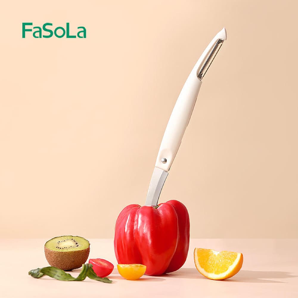 Fasola Multifunctional Apple Vegetable Peelers for kitchen Stainless Steel Peelers White 17X2X1.5cm X3Pack