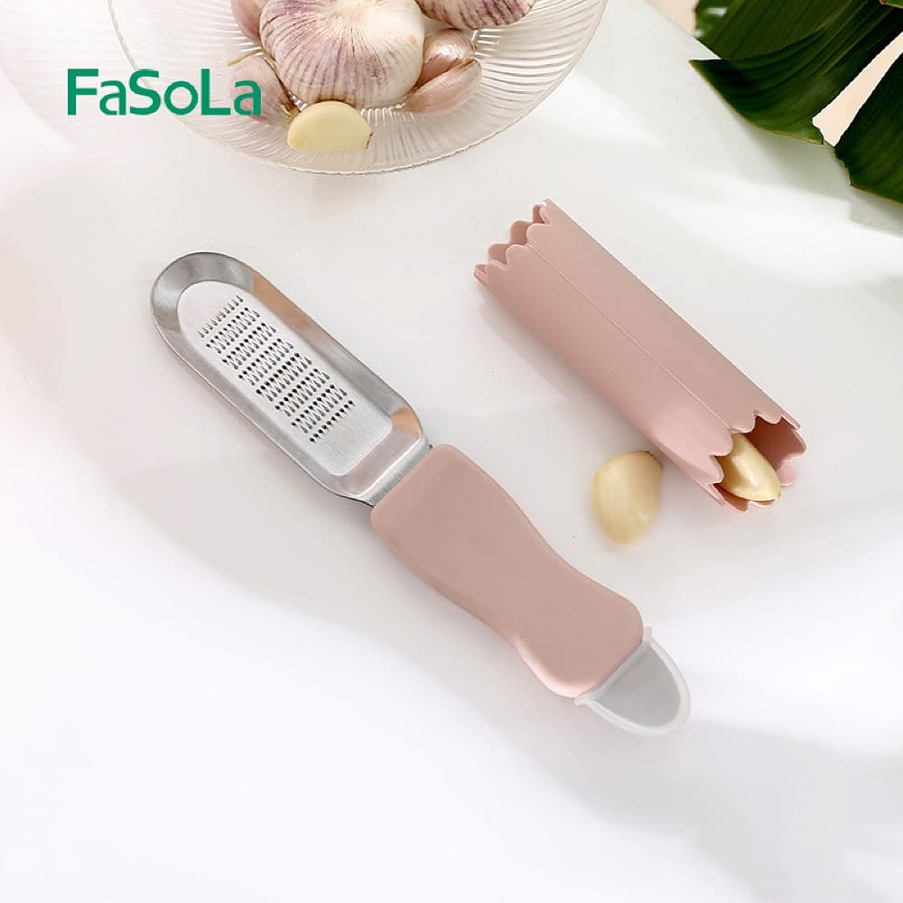 Fasola household multifunction stainless steel ginger and garlic grinder lotus root pink 23.5*4*2cmX2Pack