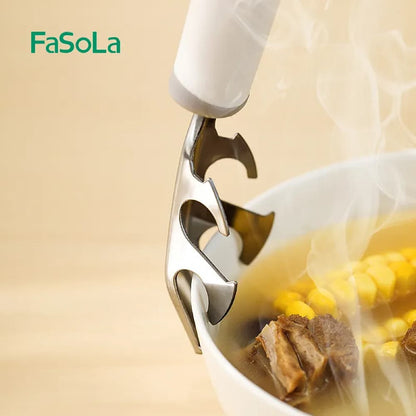 Fasola Stainless Steel Anti-Scalding Dish Plate Gripper Clips Tongs Clamp Holder for Moving Hot Plate 19.2X4cm  2Pack