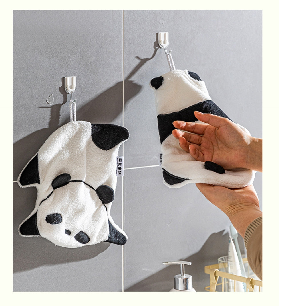 MDZF Multi-purpose Highly Water Absorbent Panda Pattern Hanging Hand Towel Kitchen Towel  25x28.3cm X4Pack