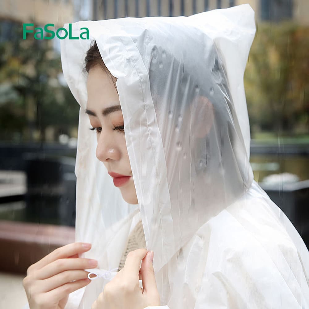 Fasola Disposable Portable Outdoor Transparent Raincoat White 120 X 78cm X2Pack