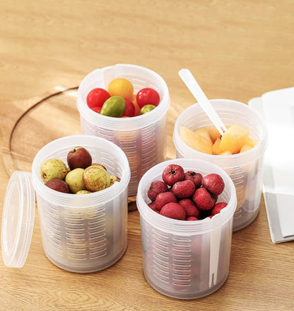 Fasola Fruit & Veggie Snack Pot Airtight Fruit Storage Containers Salad Storage Cup 800ml 4Pack