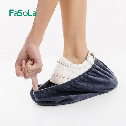 Fasola Reusable Washable Thickened Non Slip Cloth Shoe Covers Gray 30*11.5cmX3Pack