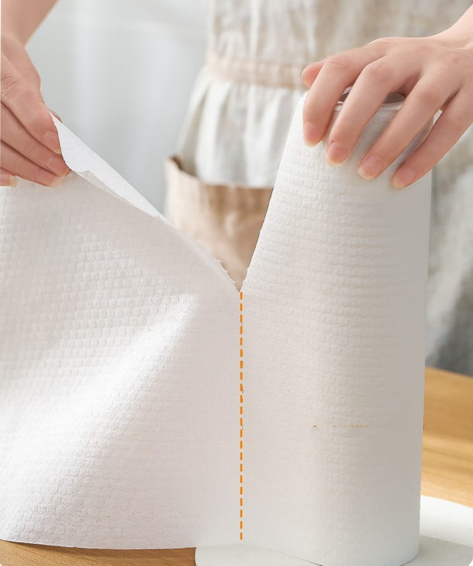 Fasola White Towel Roll Disposable Cloth Rag for Kitchen Kitchen  Paper Towel Roll 50 Sheets 25.5 X 25cm X2Pack