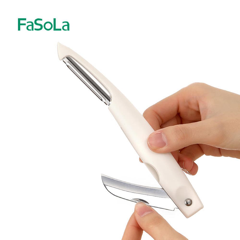 Fasola Multifunctional Apple Vegetable Peelers for kitchen Stainless Steel Peelers White 17X2X1.5cm X3Pack