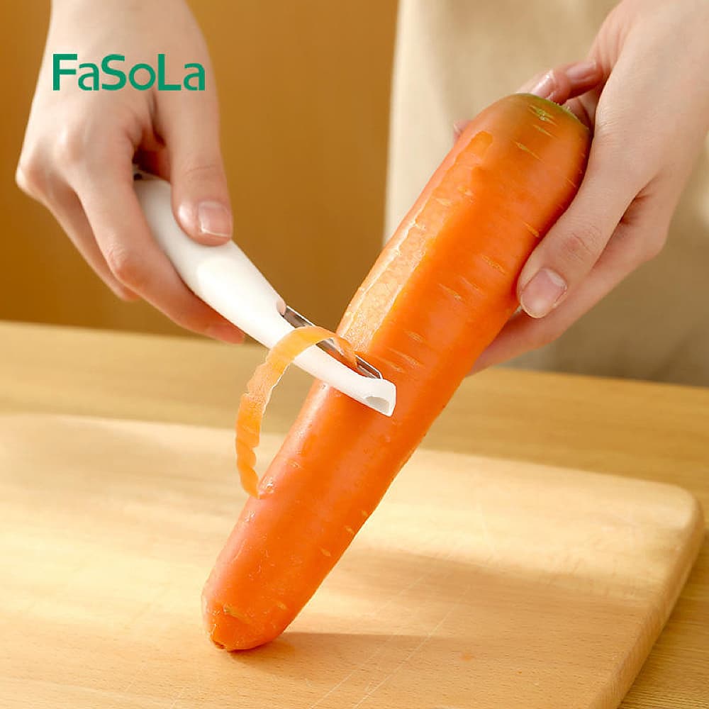 Fasola Multifunctional Apple Vegetable Peelers for kitchen Stainless Steel Peelers White 17X2X1.5cm X3Pack