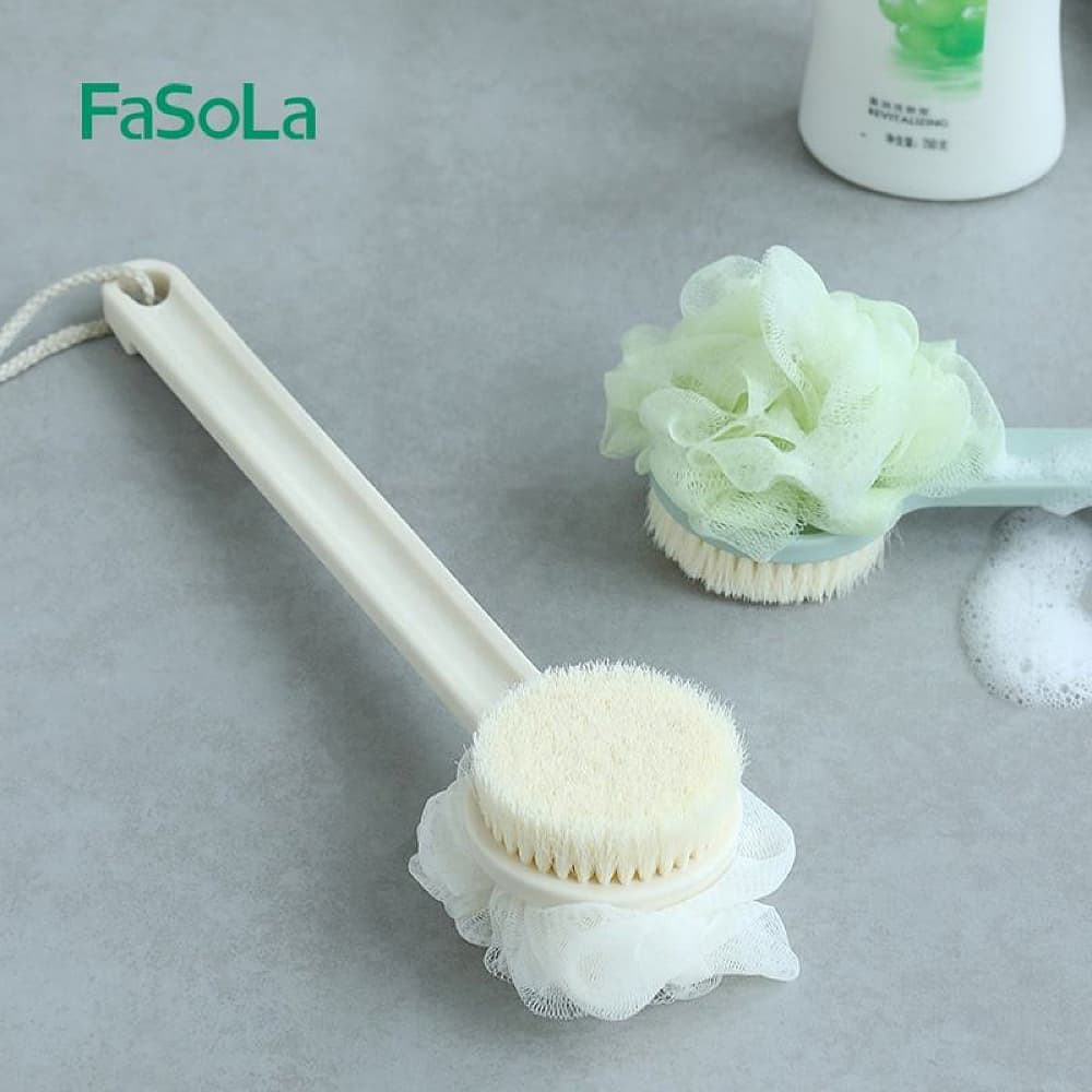 Fasola Dual Effect Bath Shower Brush Dry Body Brushes Green 37 X 9cm 2Pack