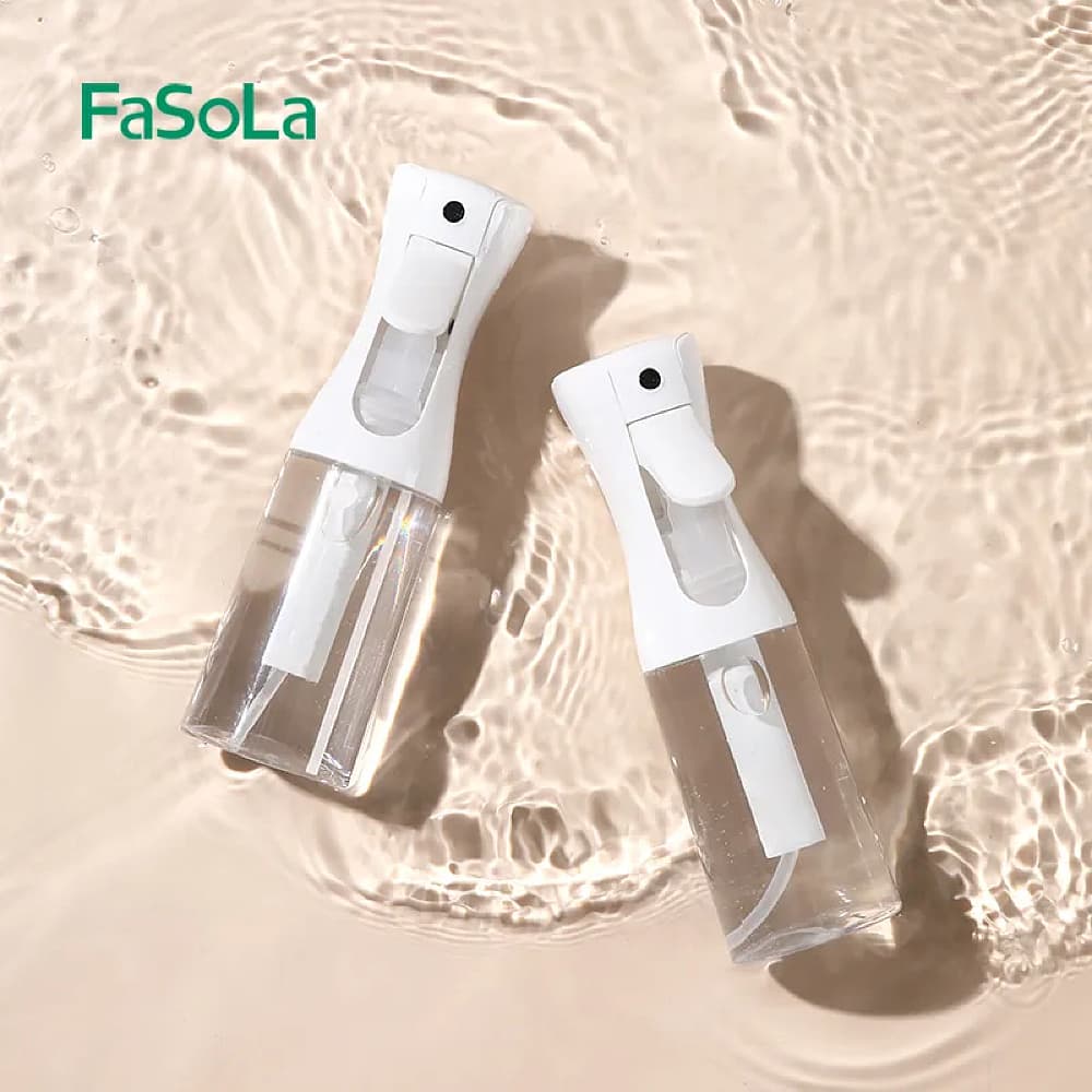 Fasola High Pressure Continuous Spray Bottle For for Hairstyling, Cleaning, Plants, Pets, Barbers, Salons White 200mlX2Pack