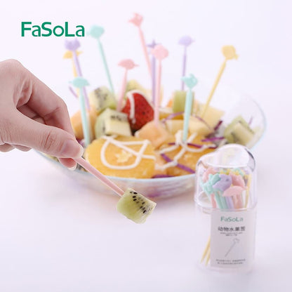 Fasola Simple Fashion Animal Fancy Fruit Toothpicks for Appetizers Food Sticks Multicolor 8.4cmX3Pack