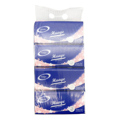 Huaye Blue 3-Ply Cotton Napkin Face Tissue Paper Soft Dry Wipe 130 Sheets 4bags X2Pack