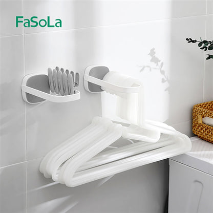 Fasola Protable Foldable No Drilling Wall Mounted Clothes Hanger Organizer White 18*7cmX3Pack