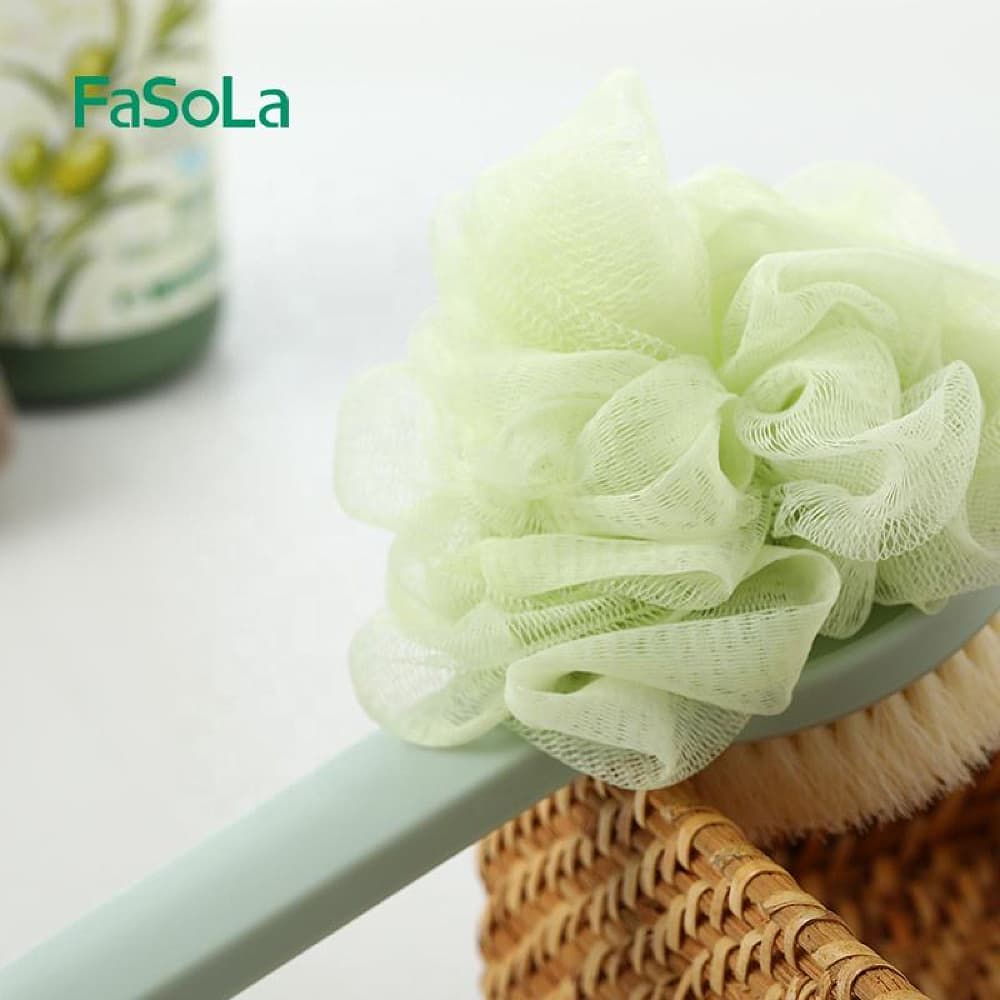 Fasola Dual Effect Bath Shower Brush Green Dry Body Brushes 37 X 9cm 4Pack