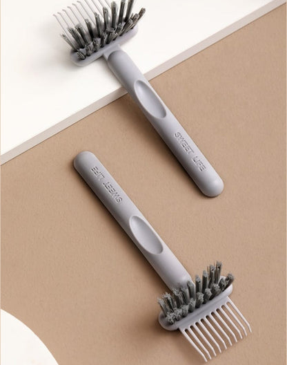 Fasola 2-in-1 Hair Brush Cleaning Tool Comb Cleaning Brush Hair brush Cleaner Comb Hair Brush Remover Rake Gray X2Pack