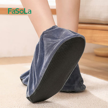 Fasola Reusable Washable Thickened Non Slip Cloth Shoe Covers Gray 30*11.5cmX3Pack