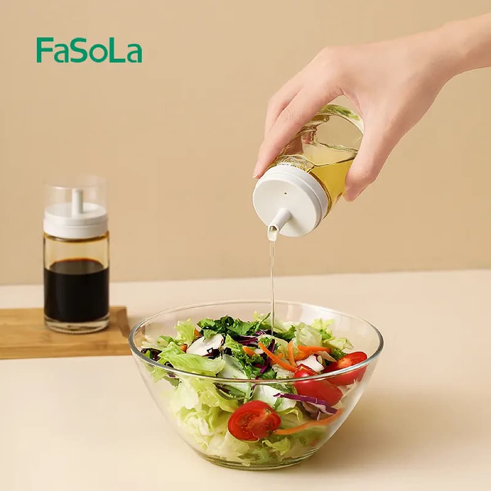 Fasola Kitchen Cooking Non-Drip Glass Soy Sauce Dispenser Bottle 100mlX3Pack