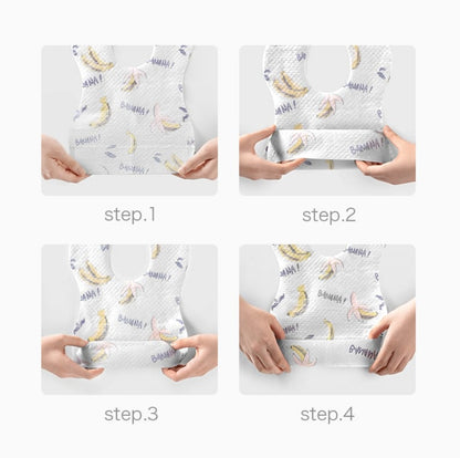 BC Babycare Disposable Baby Feeding Bibs with Food Catcher Pocket 20 Count Rocarl Banana 2pack