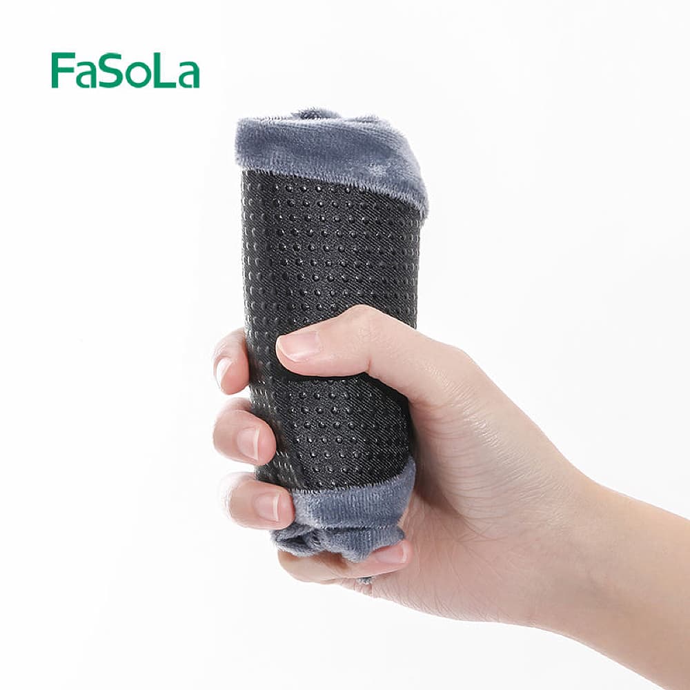 Fasola Reusable Washable Thickened Non Slip Cloth Shoe Covers Gray 30*11.5cmX3Pack