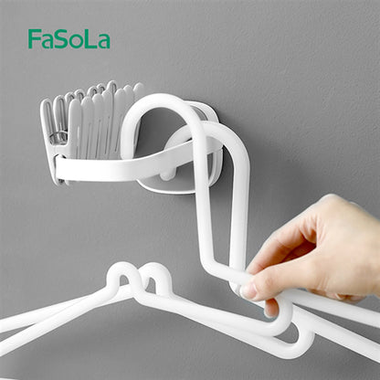 Fasola Protable Foldable No Drilling Wall Mounted Clothes Hanger Organizer White 18*7cmX3Pack